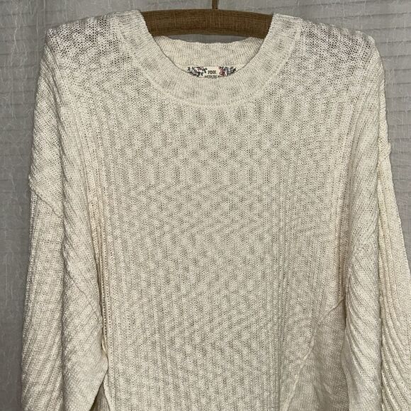 PINK REPUBLIC XL Juniors Crème Fresh Ivory Knit Boxy Fit Cropped Sweater - Picture 8 of 16